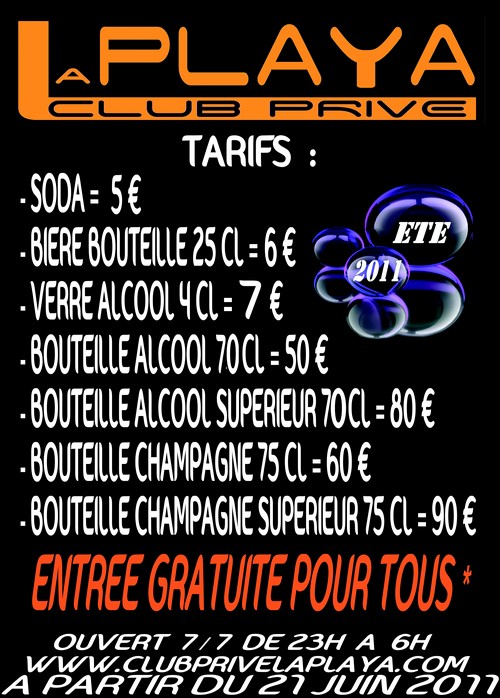tarifs discoth�que valras
