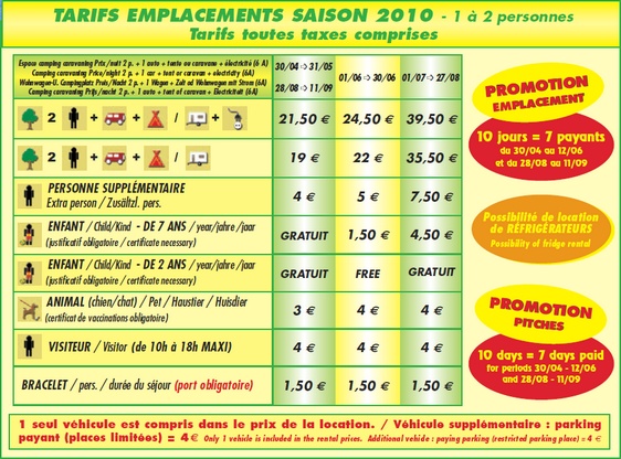 tarifs des emplacements m&eacute;diterran&eacute;e